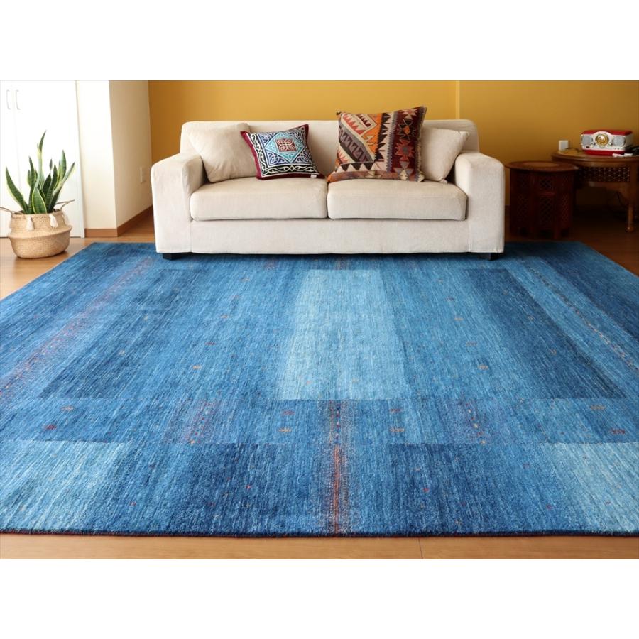 ギャッベ/ロリアタシュLoriAtash ギャベ 最上級の織り 大型サイズ303x251cm ブルー スクエアデザイン | ブランド登録なし | 08
