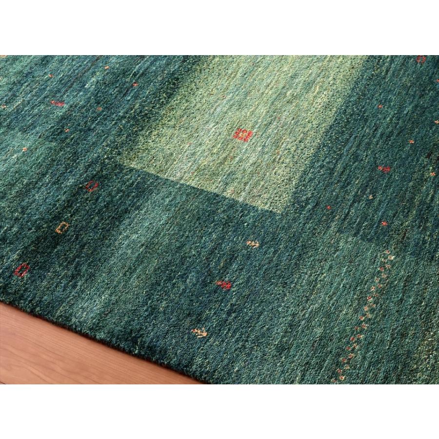 ギャッベ/ロリアタシュLoriAtash　ギャベ　最上級の織り　大きい手織りラグ　大型ルームサイズ315x234cm グリーン スクエアデザイン | ブランド登録なし | 10