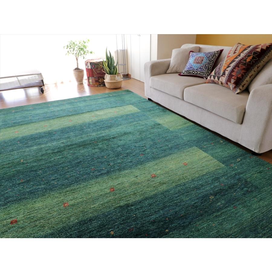 ギャッベ/ロリアタシュLoriAtash　ギャベ　最上級の織り　大きい手織りラグ　大型ルームサイズ315x234cm グリーン スクエアデザイン | ブランド登録なし | 02