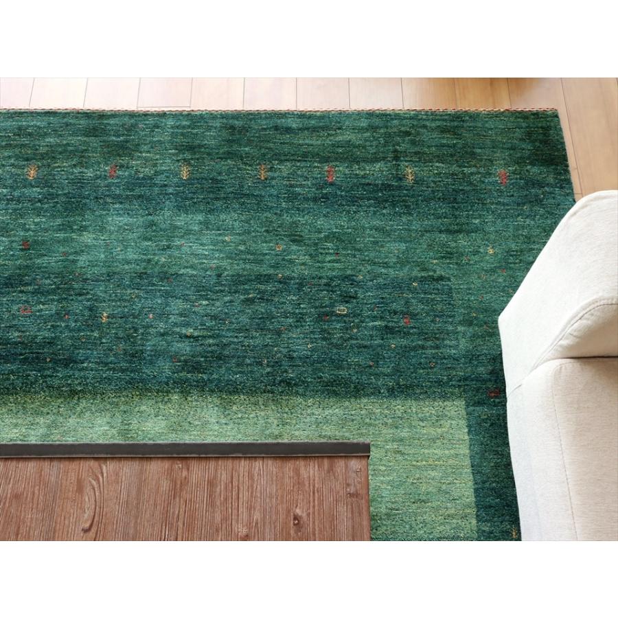 ギャッベ/ロリアタシュLoriAtash　ギャベ　最上級の織り　大きい手織りラグ　大型ルームサイズ315x234cm グリーン スクエアデザイン | ブランド登録なし | 03