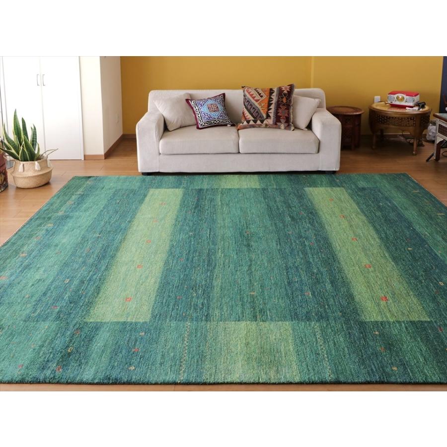 ギャッベ/ロリアタシュLoriAtash　ギャベ　最上級の織り　大きい手織りラグ　大型ルームサイズ315x234cm グリーン スクエアデザイン | ブランド登録なし | 04