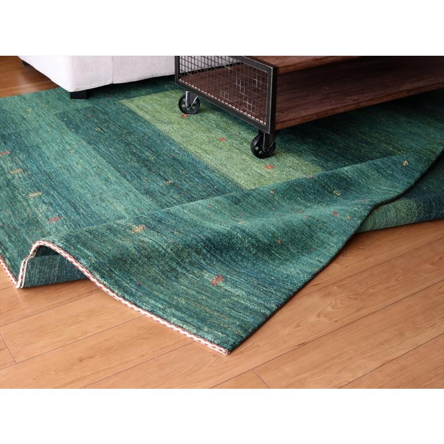 ギャッベ/ロリアタシュLoriAtash　ギャベ　最上級の織り　大きい手織りラグ　大型ルームサイズ315x234cm グリーン スクエアデザイン | ブランド登録なし | 07