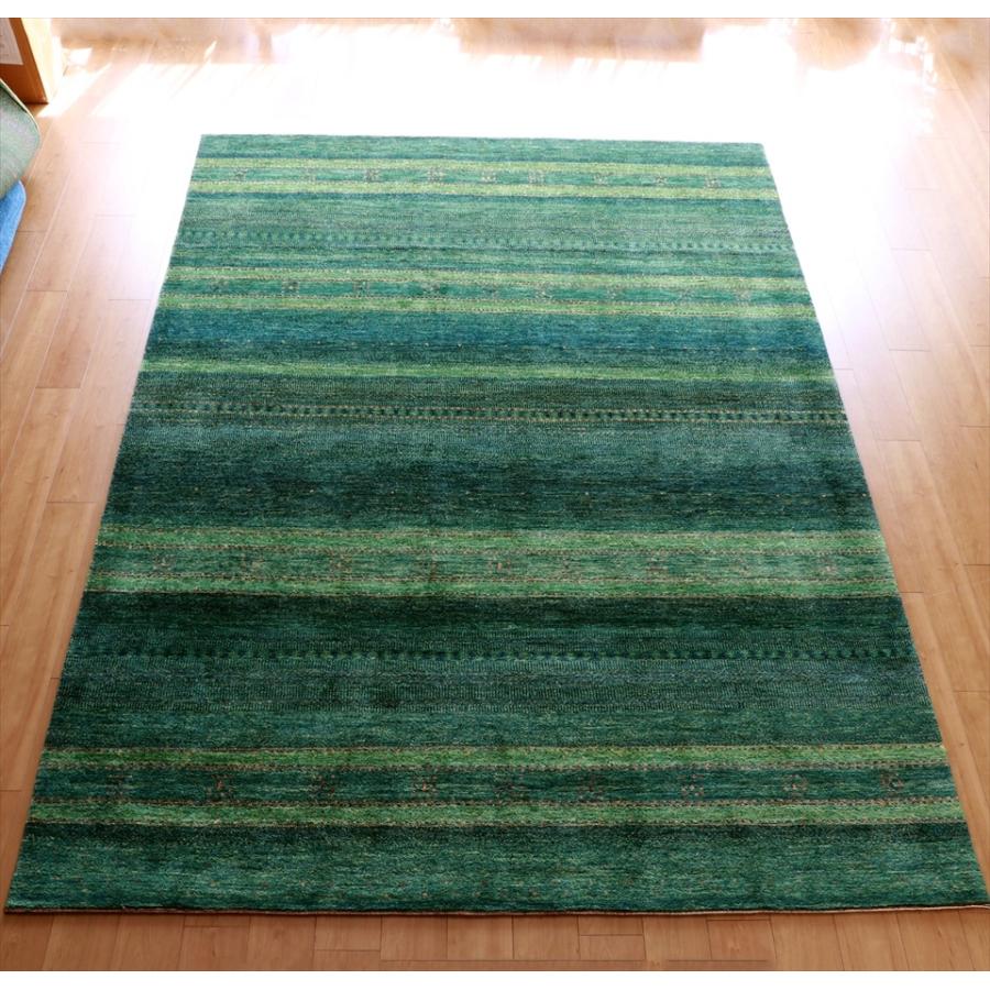 ギャッベ/ロリアタシュLoriAtash　ギャベ　最上級の織り　大きい手織りラグ　大型ルームサイズ310x222cm グリーングラデーション | ブランド登録なし