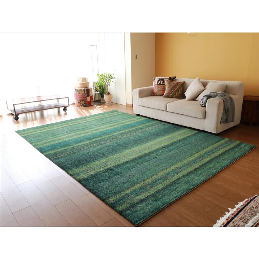 ギャッベ/ロリアタシュLoriAtash　ギャベ　最上級の織り　大きい手織りラグ　大型ルームサイズ310x222cm グリーングラデーション | ブランド登録なし | 01