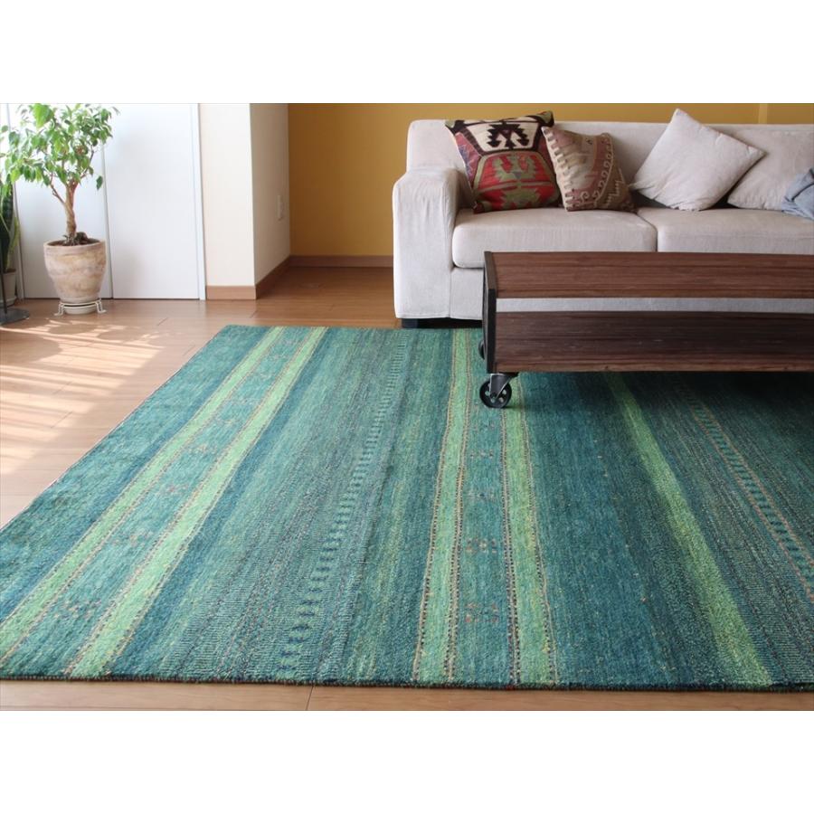 ギャッベ/ロリアタシュLoriAtash　ギャベ　最上級の織り　大きい手織りラグ　大型ルームサイズ310x222cm グリーングラデーション | ブランド登録なし | 12