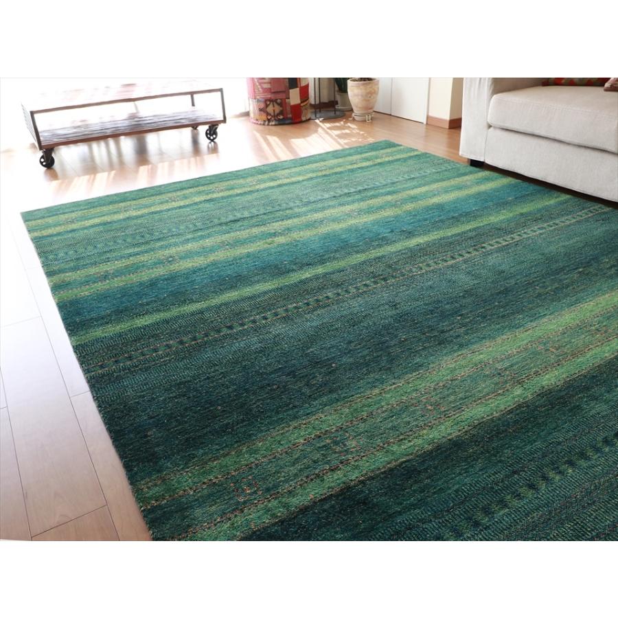 ギャッベ/ロリアタシュLoriAtash　ギャベ　最上級の織り　大きい手織りラグ　大型ルームサイズ310x222cm グリーングラデーション | ブランド登録なし | 02