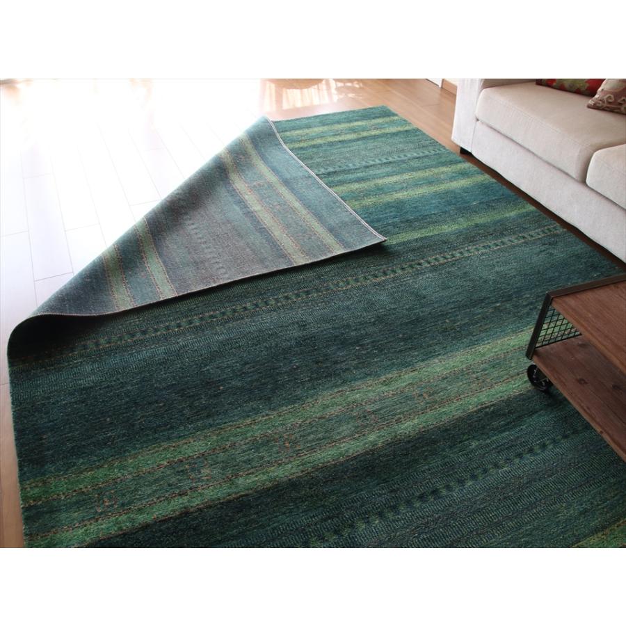 ギャッベ/ロリアタシュLoriAtash　ギャベ　最上級の織り　大きい手織りラグ　大型ルームサイズ310x222cm グリーングラデーション | ブランド登録なし | 03