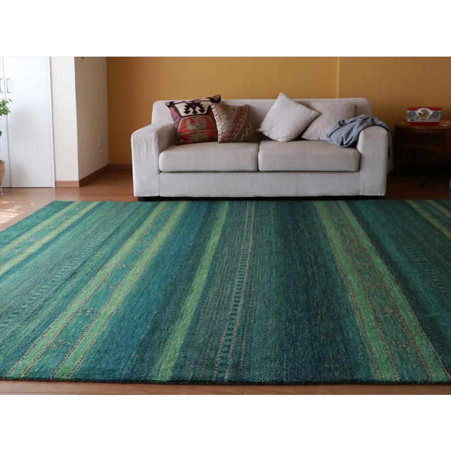 ギャッベ/ロリアタシュLoriAtash　ギャベ　最上級の織り　大きい手織りラグ　大型ルームサイズ310x222cm グリーングラデーション | ブランド登録なし | 05