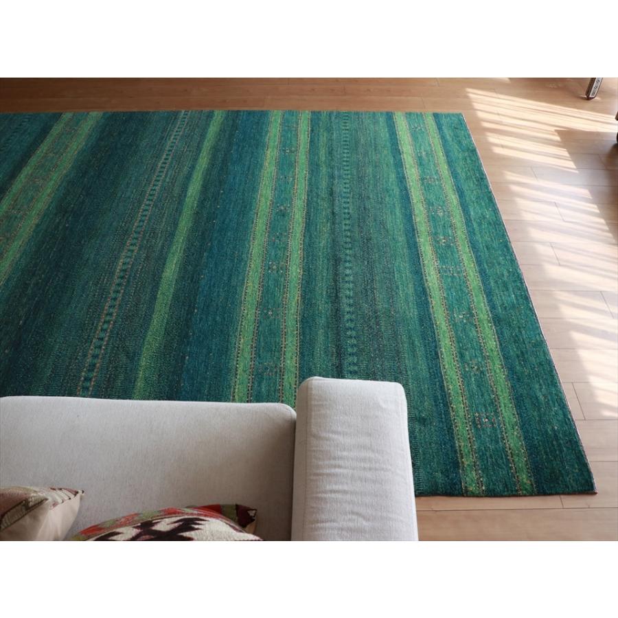 ギャッベ/ロリアタシュLoriAtash　ギャベ　最上級の織り　大きい手織りラグ　大型ルームサイズ310x222cm グリーングラデーション | ブランド登録なし | 07