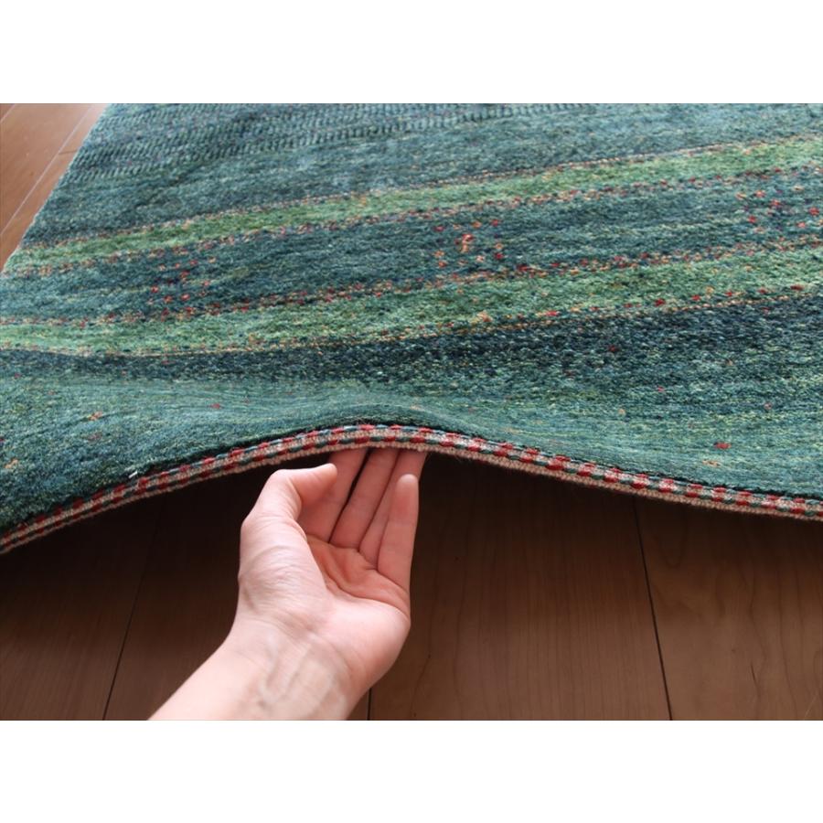 ギャッベ/ロリアタシュLoriAtash　ギャベ　最上級の織り　大きい手織りラグ　大型ルームサイズ310x222cm グリーングラデーション | ブランド登録なし | 08