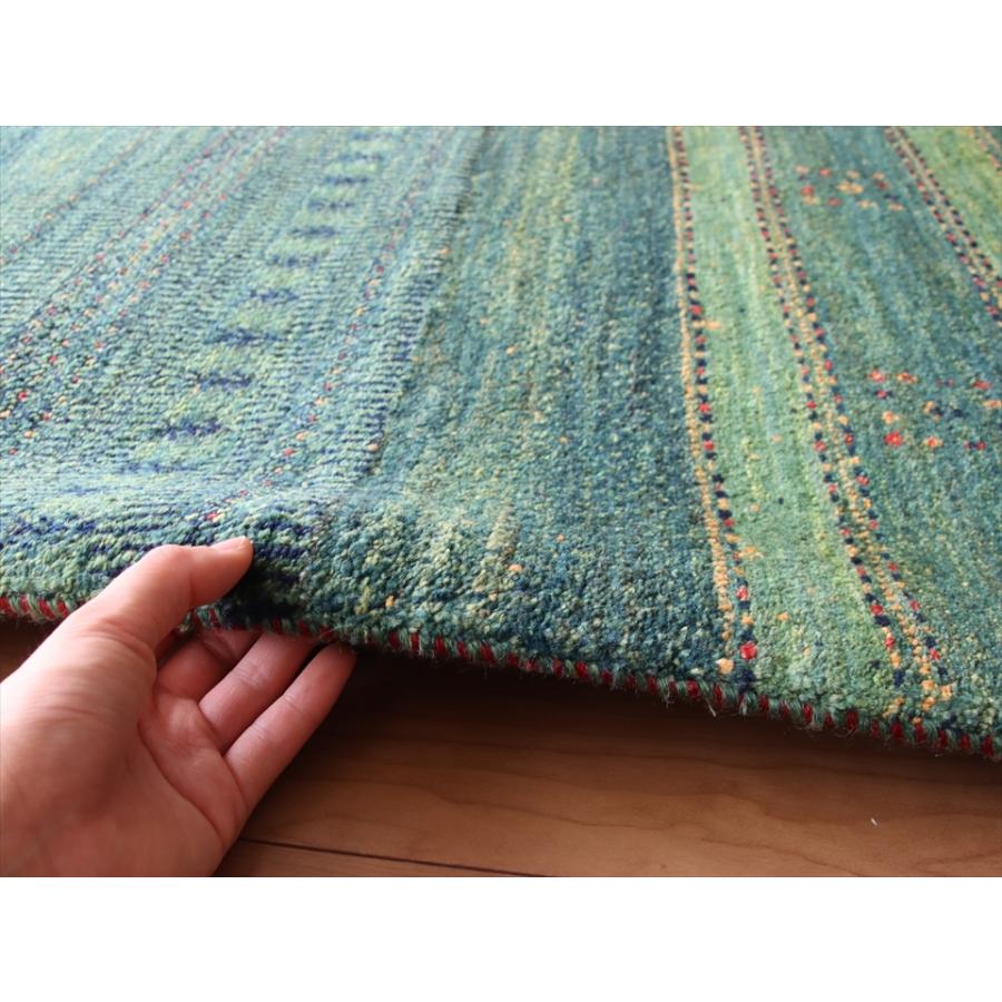 ギャッベ/ロリアタシュLoriAtash　ギャベ　最上級の織り　大きい手織りラグ　大型ルームサイズ310x222cm グリーングラデーション | ブランド登録なし | 09