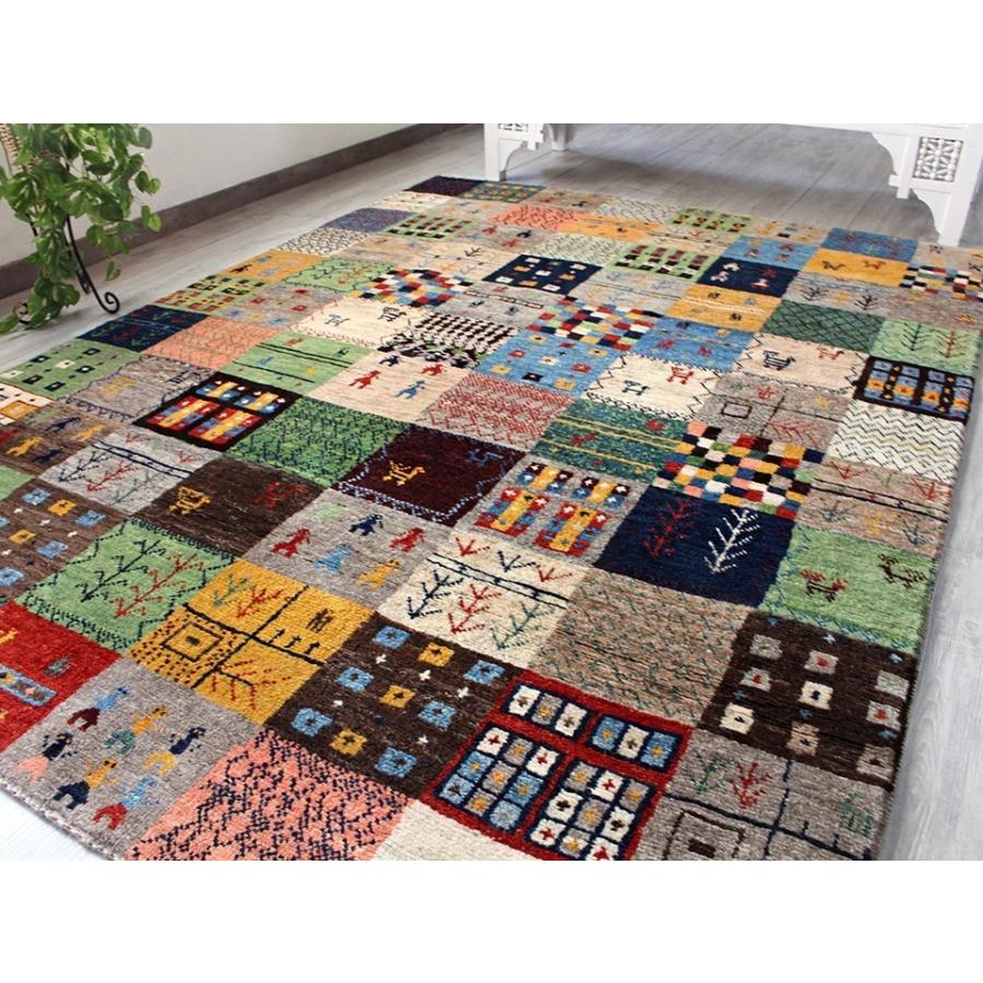 ギャッベ イラン直輸入 シューウリ Schuli リビングサイズ219x163cm カラフルタイル | ブランド登録なし | 01