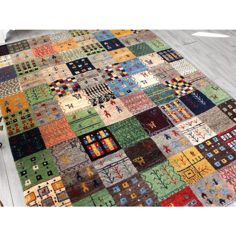 ギャッベ イラン直輸入 シューウリ Schuli リビングサイズ219x163cm カラフルタイル | ブランド登録なし | 03