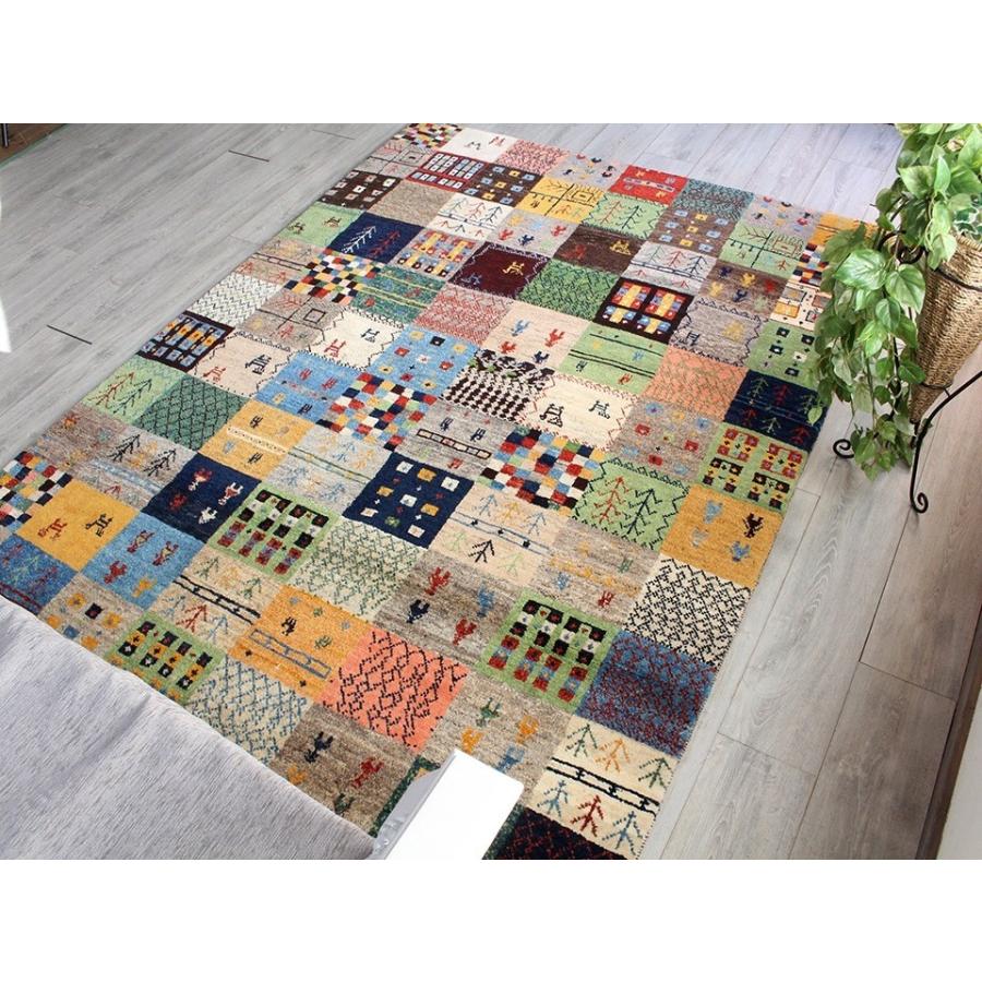 ギャッベ イラン直輸入 シューウリ Schuli リビングサイズ219x163cm カラフルタイル | ブランド登録なし | 05