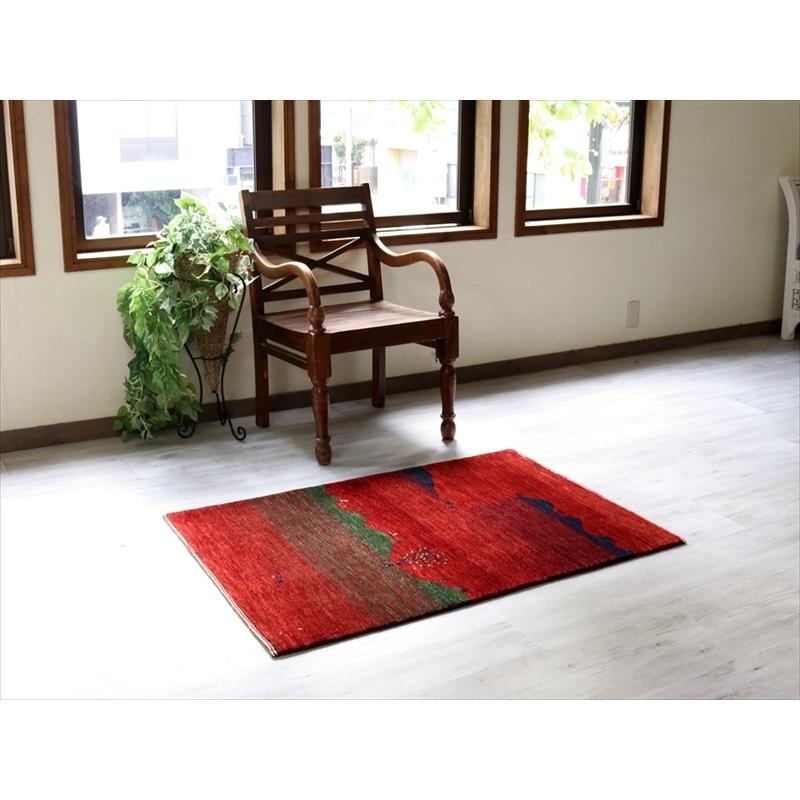 ギャッベ 手織り ラグ ノウバフト 116x78cm レッド/風景　ランドスケープ | ブランド登録なし | 01