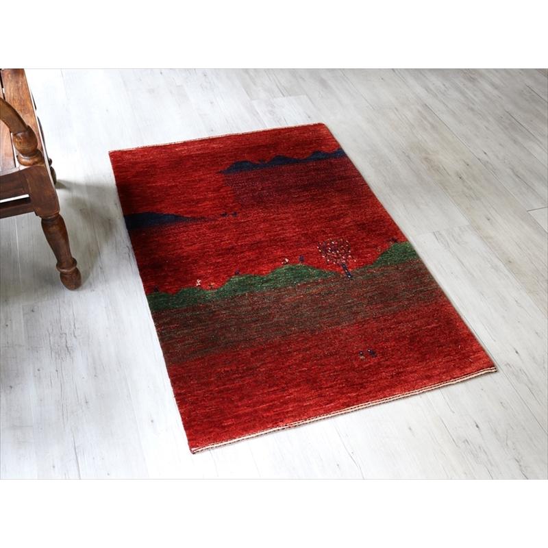 ギャッベ 手織り ラグ ノウバフト 116x78cm レッド/風景　ランドスケープ | ブランド登録なし | 02