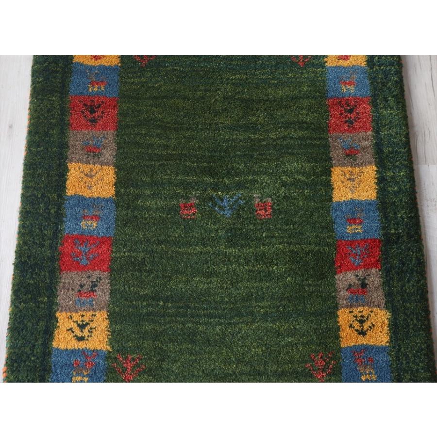 ギャッベ 玄関マットサイズ84x60cm グリーン　カラフルスクエア　ボーダー　動物と植物モチーフ | ブランド登録なし | 03