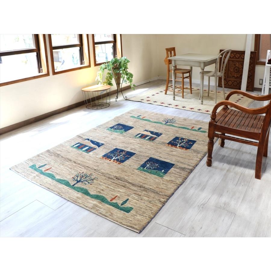 ギャッベ　リズバフト　細かな織り　リビングサイズ 220x153cm ナチュラルベージュ　自然風景　ランドスケープ | ブランド登録なし | 01