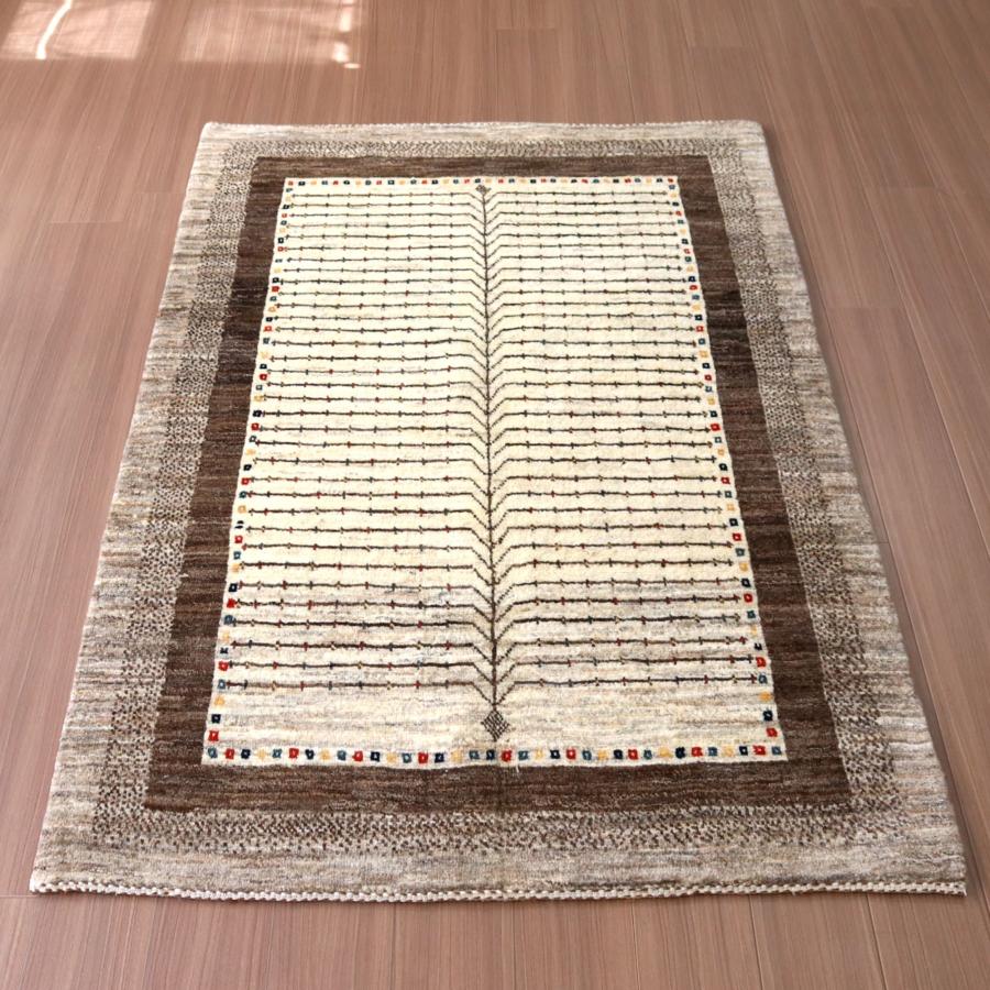 ギャッベ　イラン直輸入　シューウリ/Schuli  183x121cm ナチュラルアイボリー＆グレーベージュ　生命の樹 | ブランド登録なし