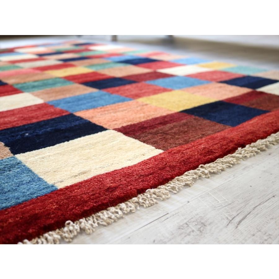 ギャッベ　スタンダードな織り　Ｎｏｍａｄ/ノマド　アクセントラグサイズ142x98cm カラフルタイル　レッドライン | ブランド登録なし | 05