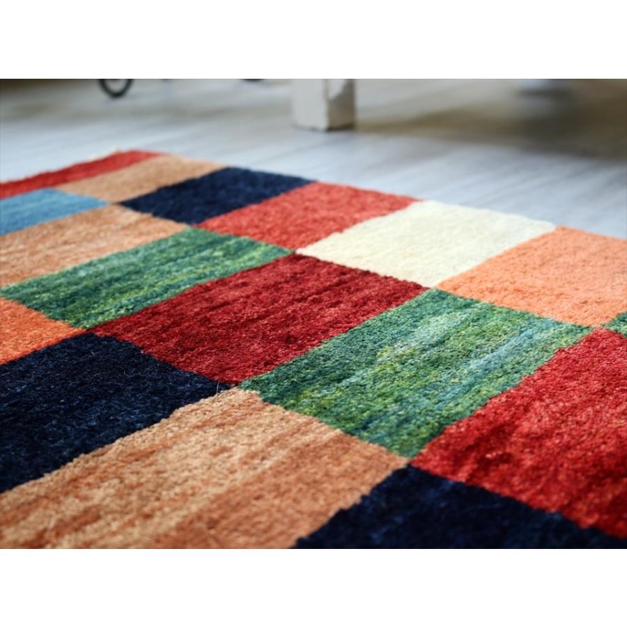 ギャッベ　スタンダードな織り　Ｎｏｍａｄ/ノマド　アクセントラグサイズ142x98cm カラフルタイル　レッドライン | ブランド登録なし | 08