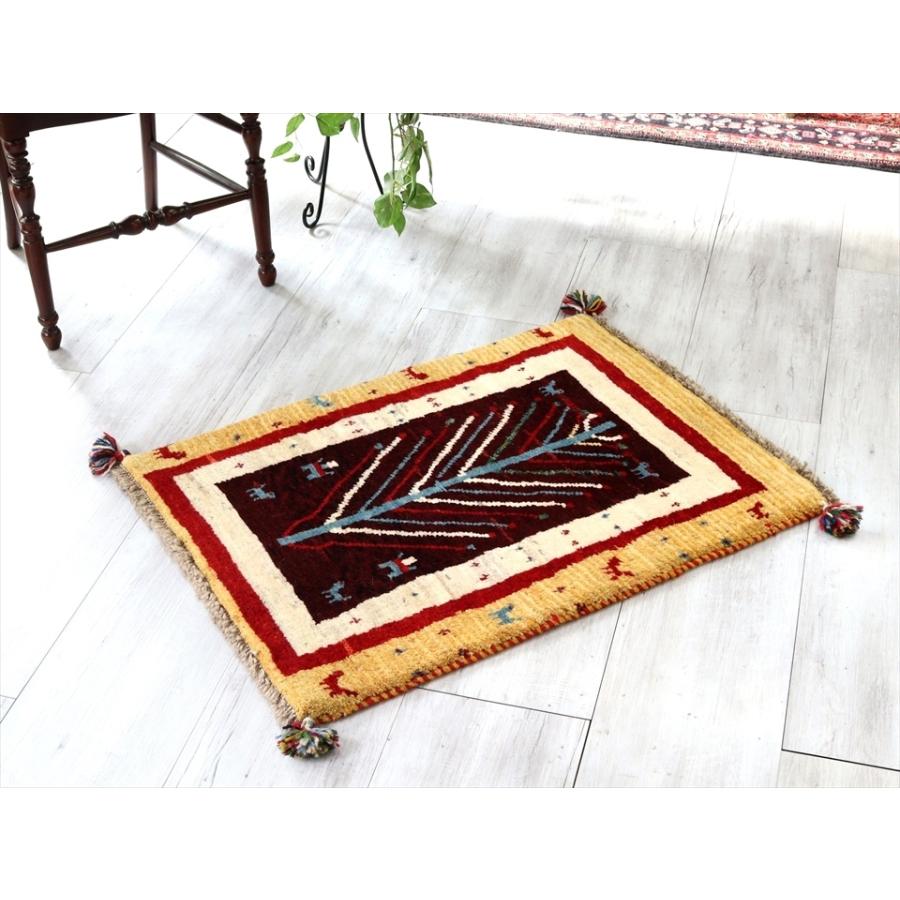 ギャッベ　玄関マット　イランの手織りラグ84x61cm カラフル　生命の樹　植物と動物のモチーフ | ブランド登録なし | 01