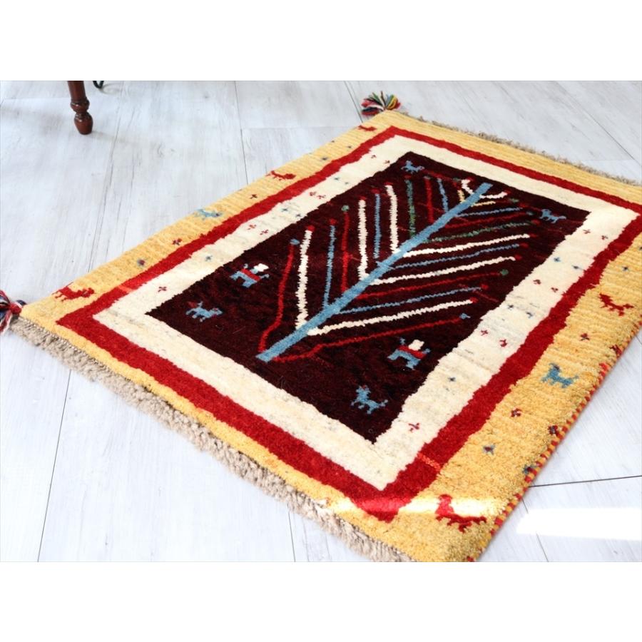 ギャッベ　玄関マット　イランの手織りラグ84x61cm カラフル　生命の樹　植物と動物のモチーフ | ブランド登録なし | 03