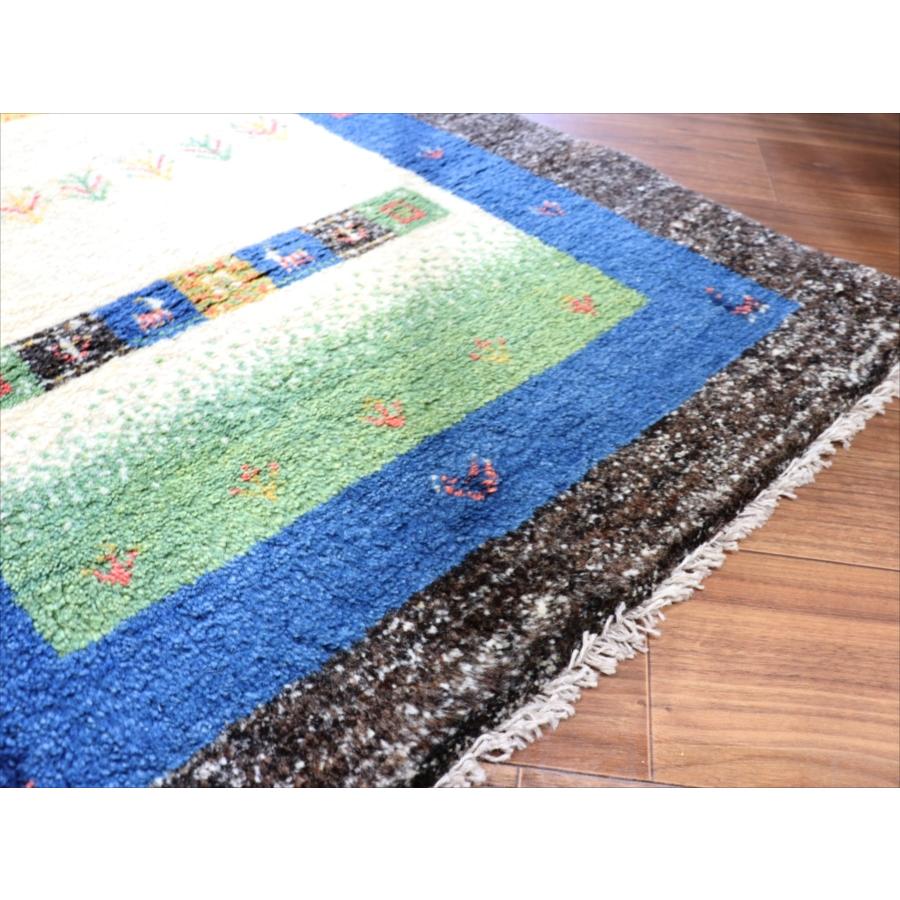 ギャッべ　玄関マット　イラン製手織りラグ　121x84cm ベージュ＆グリーン/ブルー＆ダークブラウン　タイル | ブランド登録なし | 06