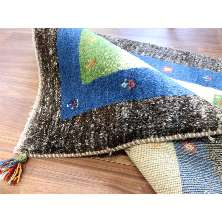 ギャッべ　玄関マット　イラン製手織りラグ　121x84cm ベージュ＆グリーン/ブルー＆ダークブラウン　タイル | ブランド登録なし | 07