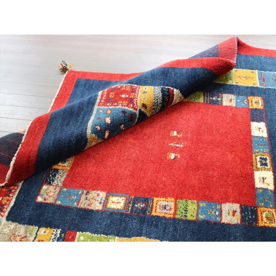 ギャッベ　レッド＆ネイビー 190x180cm 正方形　リビングサイズ　カラフルタイル | ブランド登録なし | 03