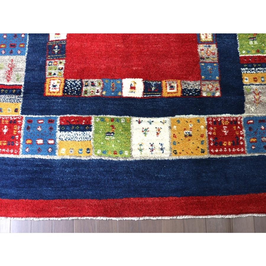 ギャッベ　レッド＆ネイビー 190x180cm 正方形　リビングサイズ　カラフルタイル | ブランド登録なし | 04