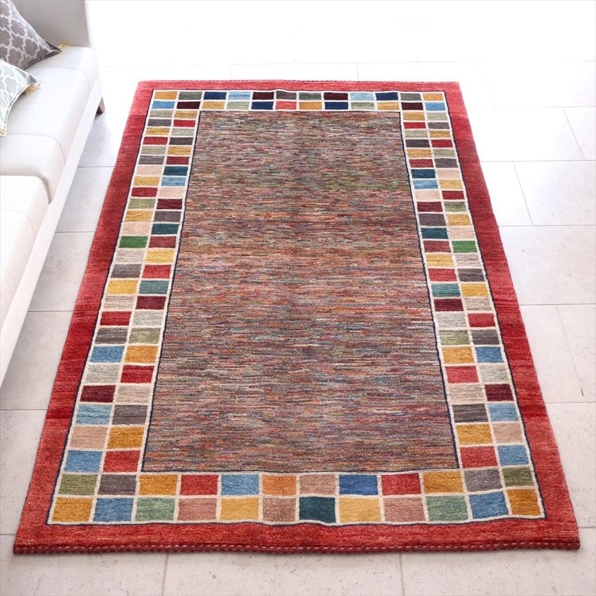 ギャッベ ミックスカラーのユニークデザイン 230x148cm Gabbeh Schuli 伝統柄 | ブランド登録なし