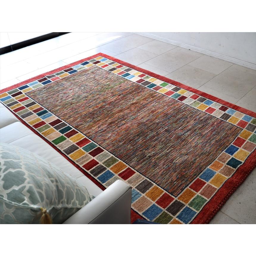 ギャッベ ミックスカラーのユニークデザイン 230x148cm Gabbeh Schuli 伝統柄 | ブランド登録なし | 01