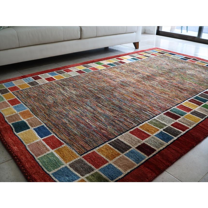 ギャッベ ミックスカラーのユニークデザイン 230x148cm Gabbeh Schuli 伝統柄 | ブランド登録なし | 02