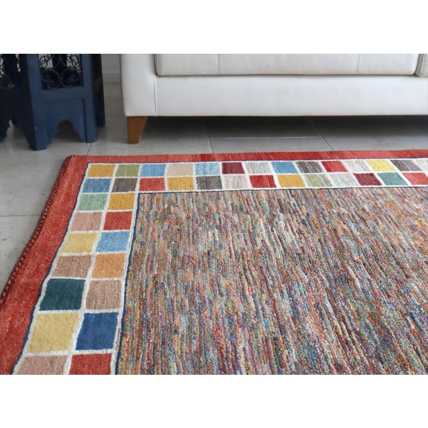 ギャッベ ミックスカラーのユニークデザイン 230x148cm Gabbeh Schuli 伝統柄 | ブランド登録なし | 03