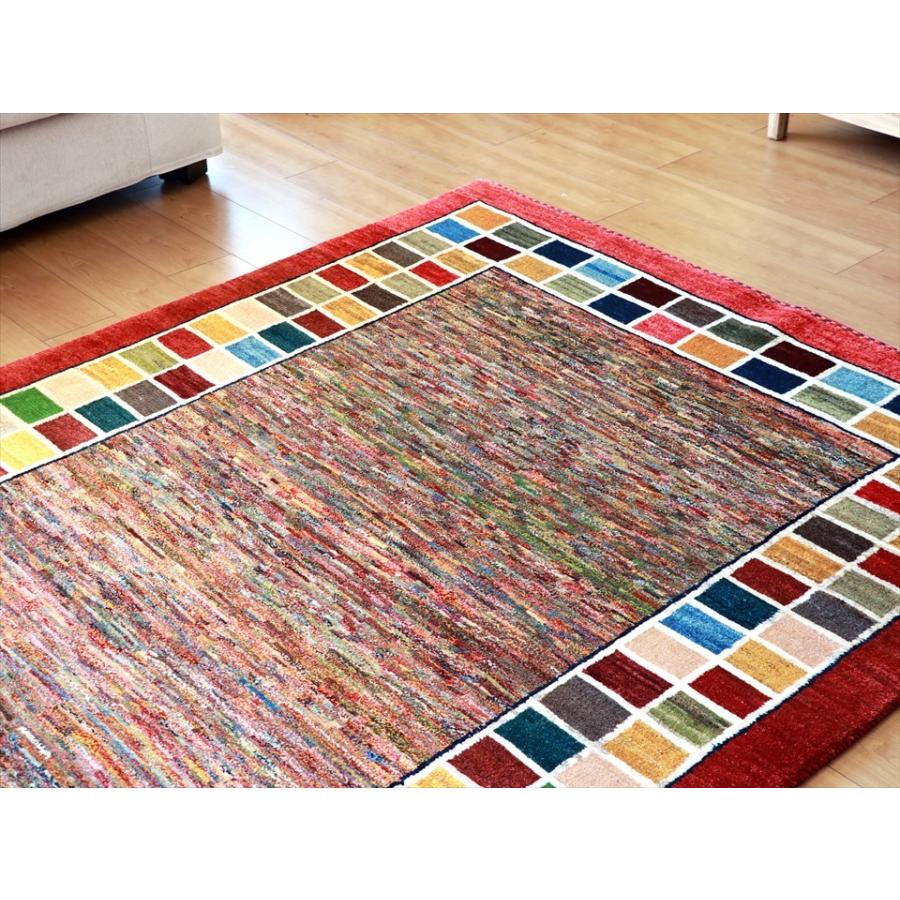 ギャッベ ミックスカラーのユニークデザイン 230x148cm Gabbeh Schuli 伝統柄 | ブランド登録なし | 09
