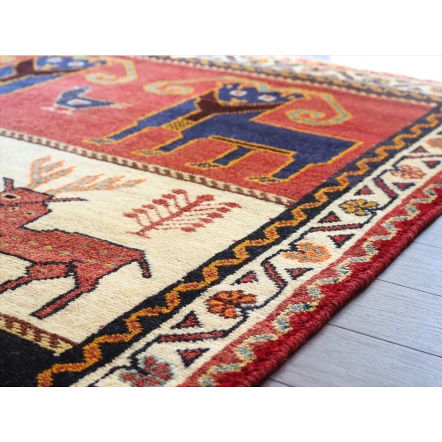 オールドギャッベ 179x109cm 山羊と鹿 Old Gabbeh トライバルラグ