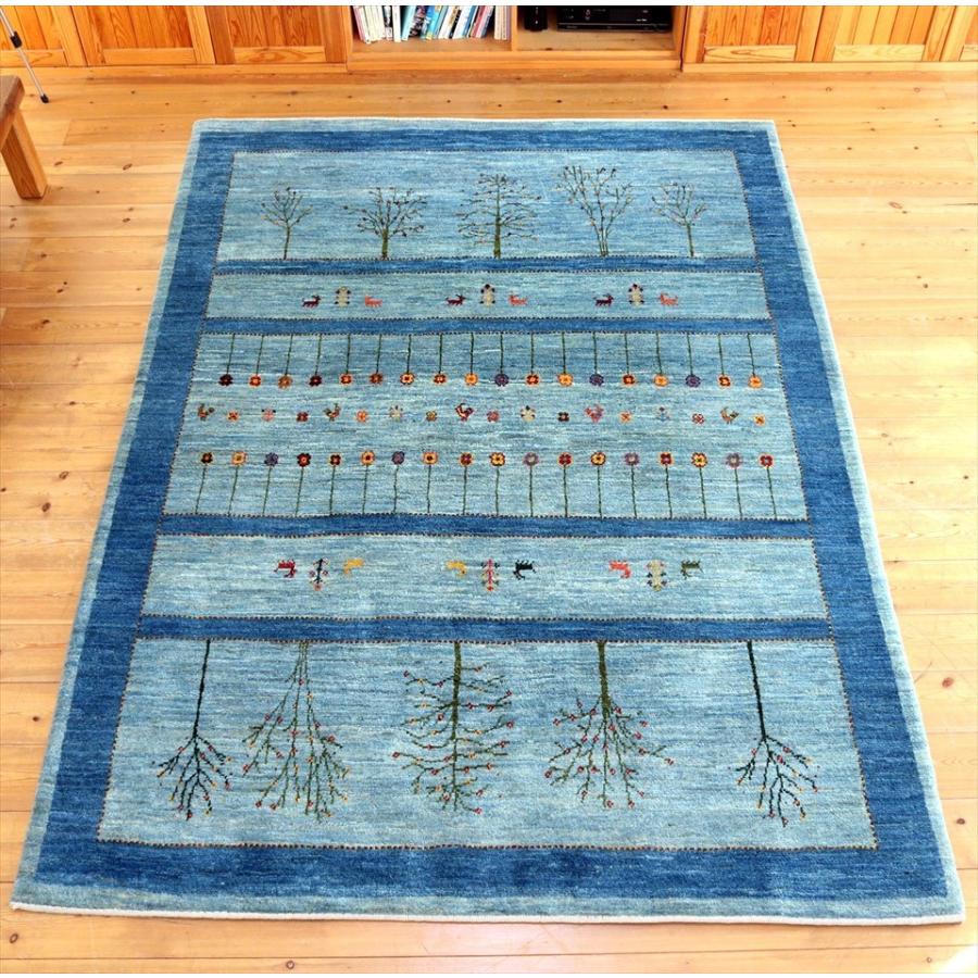 ギャッベ Gabbeh  243x176cm アマレ Amaleh 花が咲いている樹と動物 | ブランド登録なし