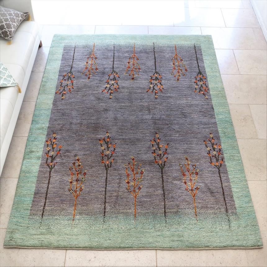 ギャッベ Gabbeh  238x176cm アマレ Amaleh 花が咲く樹 グレー＆淡いグリーン　 | ブランド登録なし