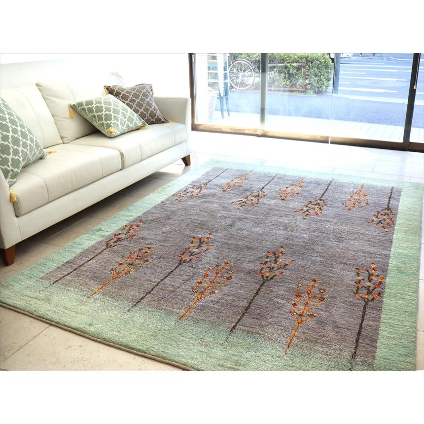 ギャッベ Gabbeh  238x176cm アマレ Amaleh 花が咲く樹 グレー＆淡いグリーン　 | ブランド登録なし | 01