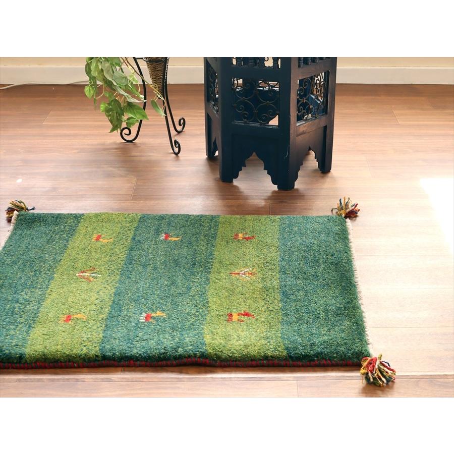 ギャッベ　玄関マット 87x63cm ２色のグリーン　ボーダー | ブランド登録なし | 02
