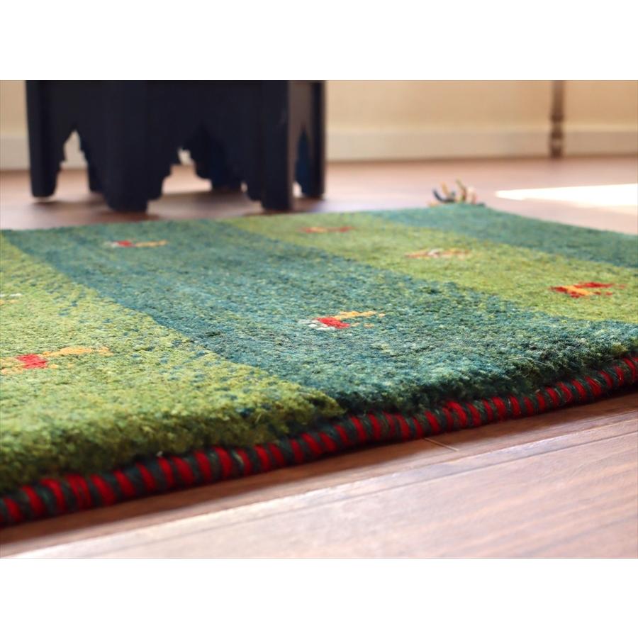 ギャッベ　玄関マット 87x63cm ２色のグリーン　ボーダー | ブランド登録なし | 05