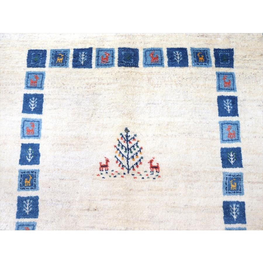 ギャッベ　イラン製手織りラグ 197x154cm ブルー＆ナチュラルアイボリー　タイル　生命の樹 | ブランド登録なし | 02