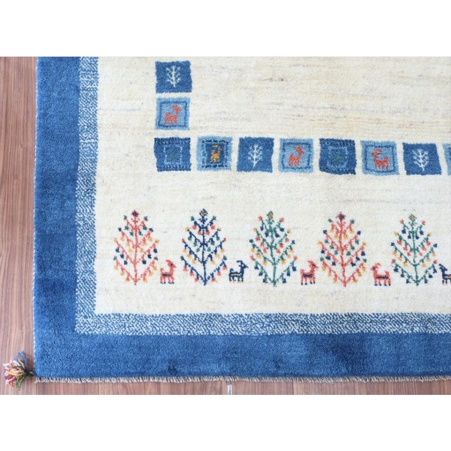 ギャッベ　イラン製手織りラグ 197x154cm ブルー＆ナチュラルアイボリー　タイル　生命の樹 | ブランド登録なし | 04