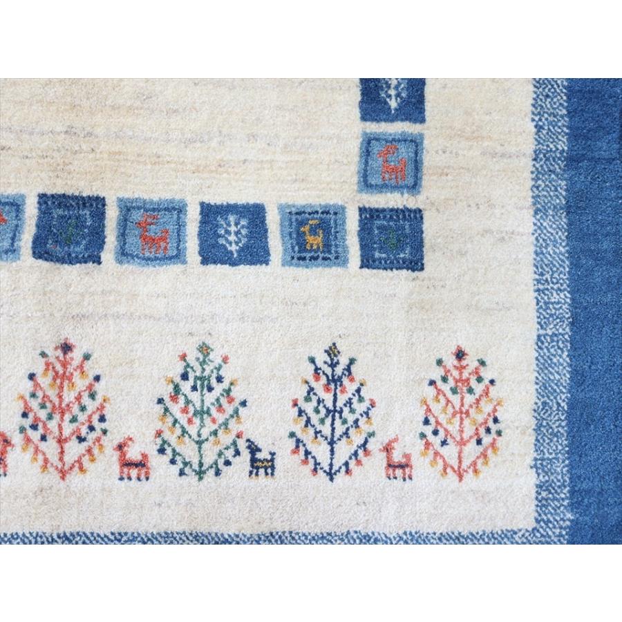 ギャッベ　イラン製手織りラグ 197x154cm ブルー＆ナチュラルアイボリー　タイル　生命の樹 | ブランド登録なし | 07