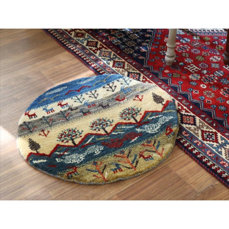 ギャッベ 円形　直径63cm 山の見える自然風景　生命の樹 | ブランド登録なし | 01