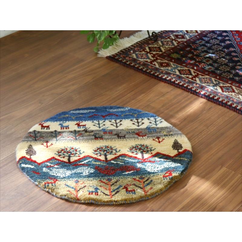 ギャッベ 円形　直径63cm 山の見える自然風景　生命の樹 | ブランド登録なし | 03