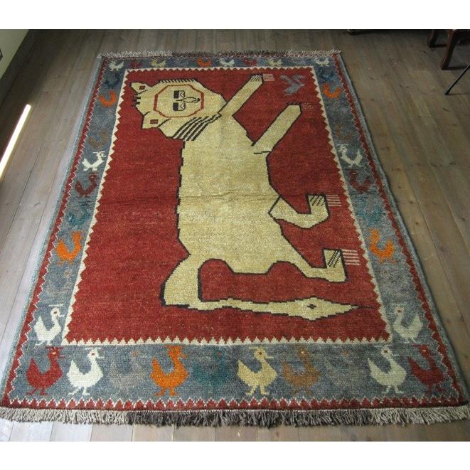 オールドエリアラグ / ペルシャ 絨毯 カシュカイ族 ギャッベ 195×130cm