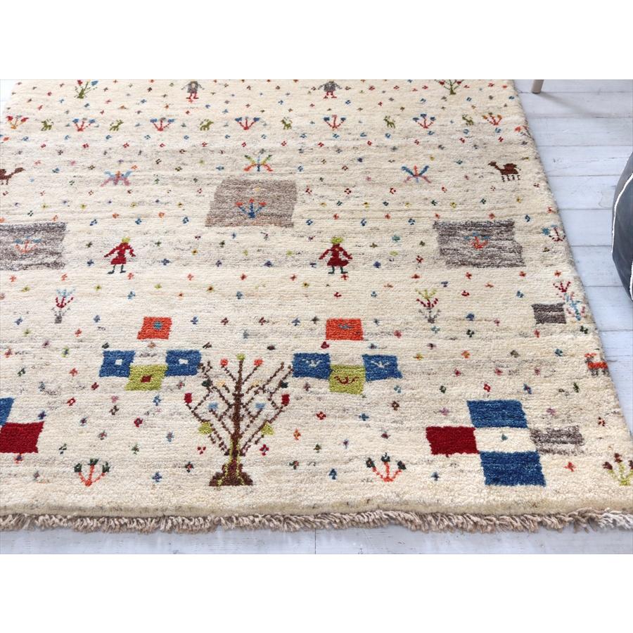 ギャッベ カシュカイ族の手織り 178x127cm ナチュラルアイボリー 自然風景 | ブランド登録なし | 03