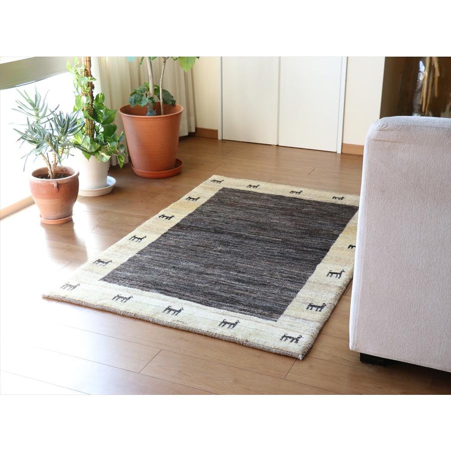 ギャッベ カシュカイ族の手織り 150x99cm グレー&ナチュラルアイボリー | ブランド登録なし | 01